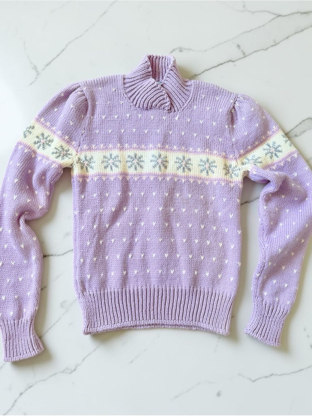 1980’s Vintage Purple/Pink Heart Sweater LoveShackFancy/Grandmillennial Style